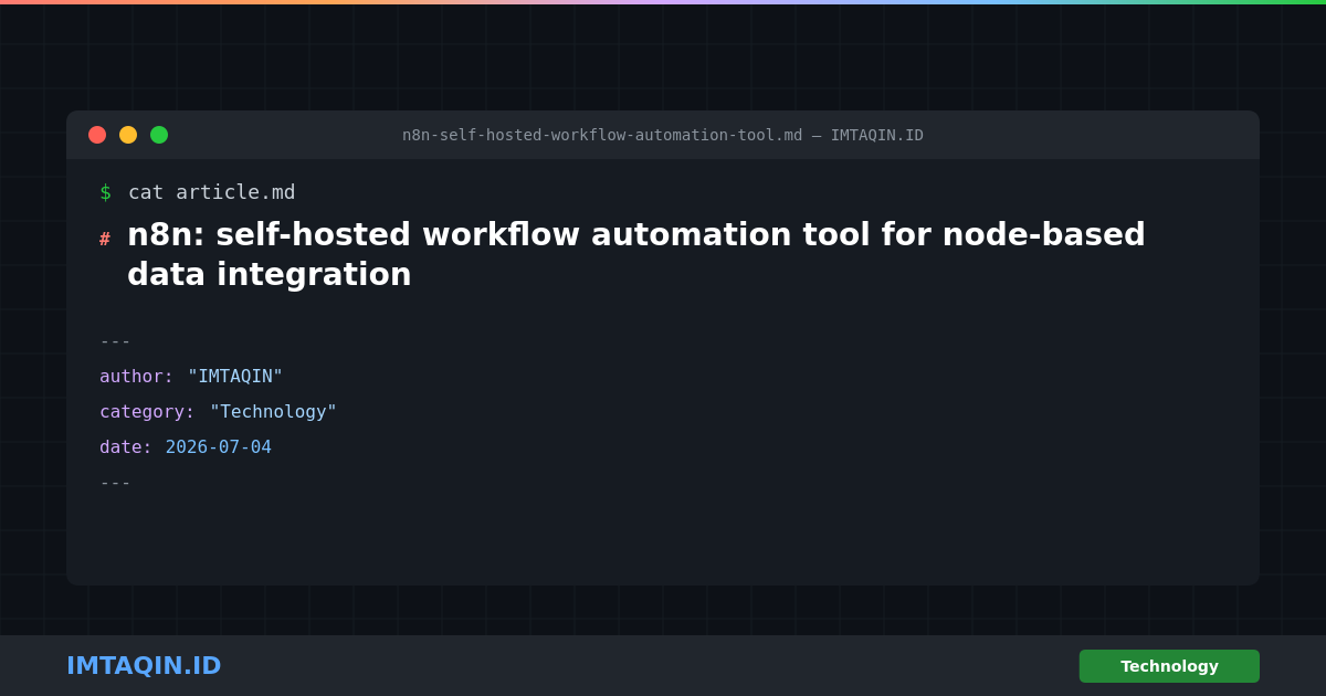 n8n: self-hosted workflow automation tool for node-based data integration