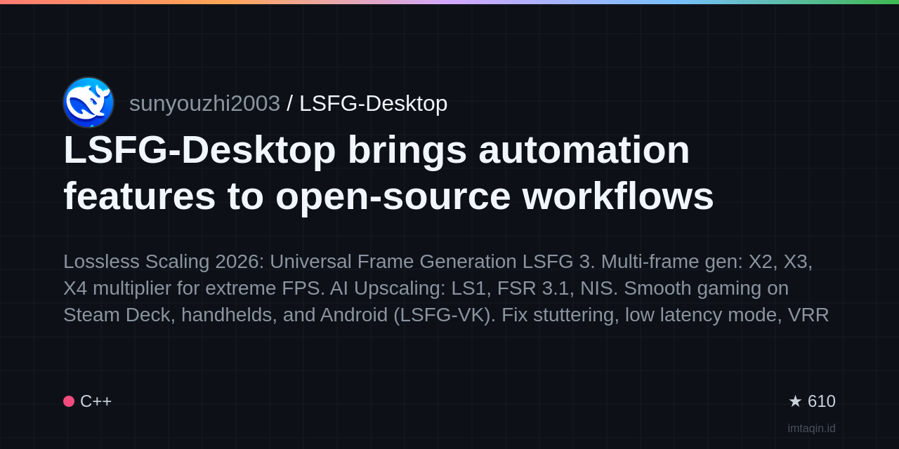 sunyouzhi2003/lsfg-desktop: lossless Scaling is a Windows application designed to improve both visual