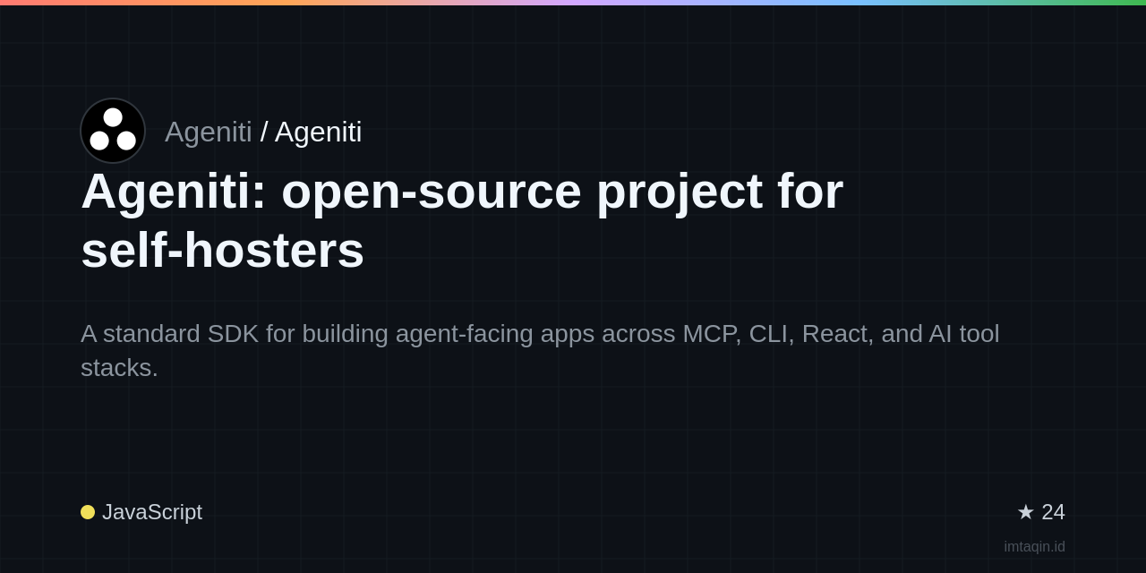 ageniti/ageniti: action primitive layer for apps that need to expose capabilities to agents