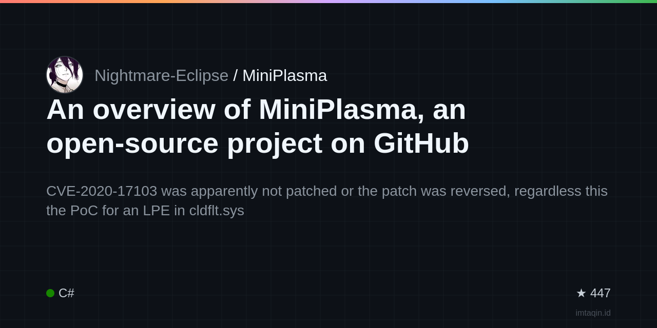 nightmare-eclipse/miniplasma: lightweight self-hosted alternative for tinkerers