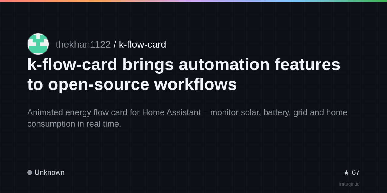 thekhan1122/k-flow-card: specialized Home Assistant Lovelace card designed to visualize real-time energy
