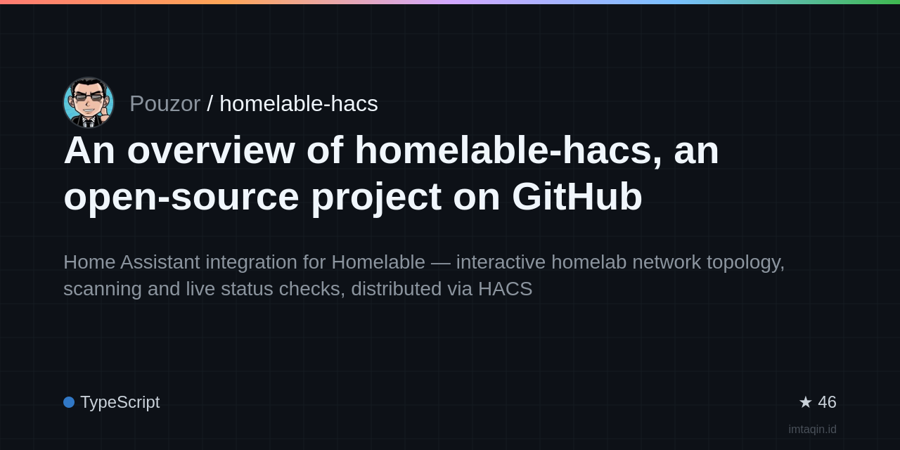 pouzor/homelable-hacs: homelable‑hacs brings a visual network‑topology panel into Home Assistant