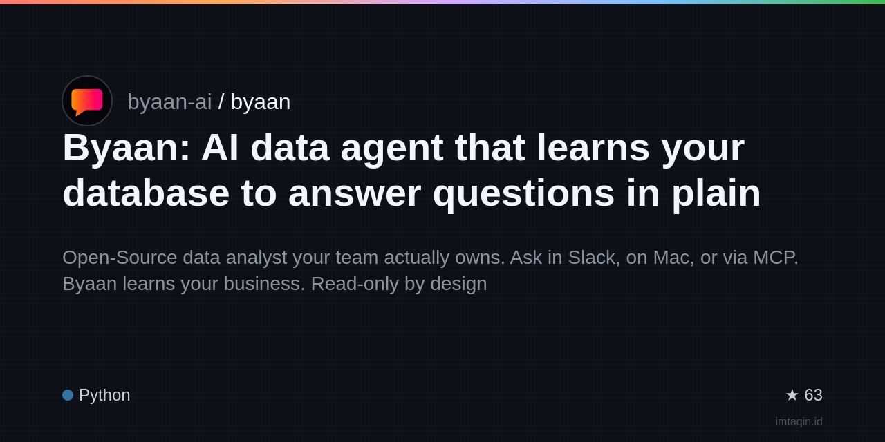 Byaan: AI data agent that learns your database to answer questions in plain English