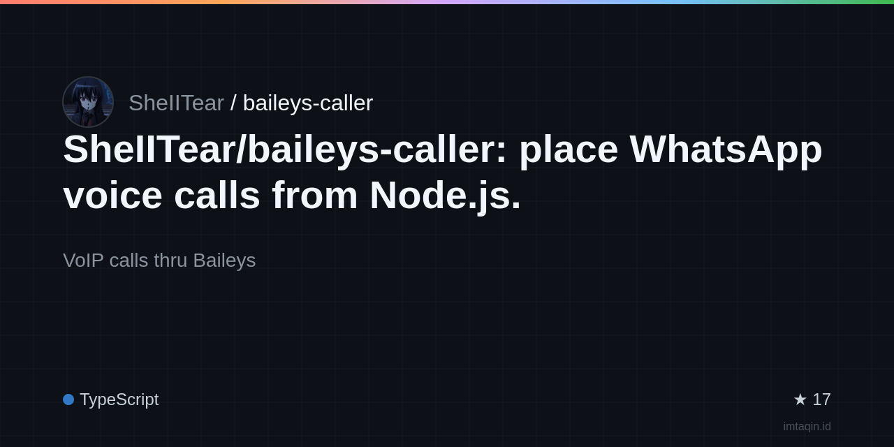 SheIITear/baileys-caller: place WhatsApp voice calls from Node.js.