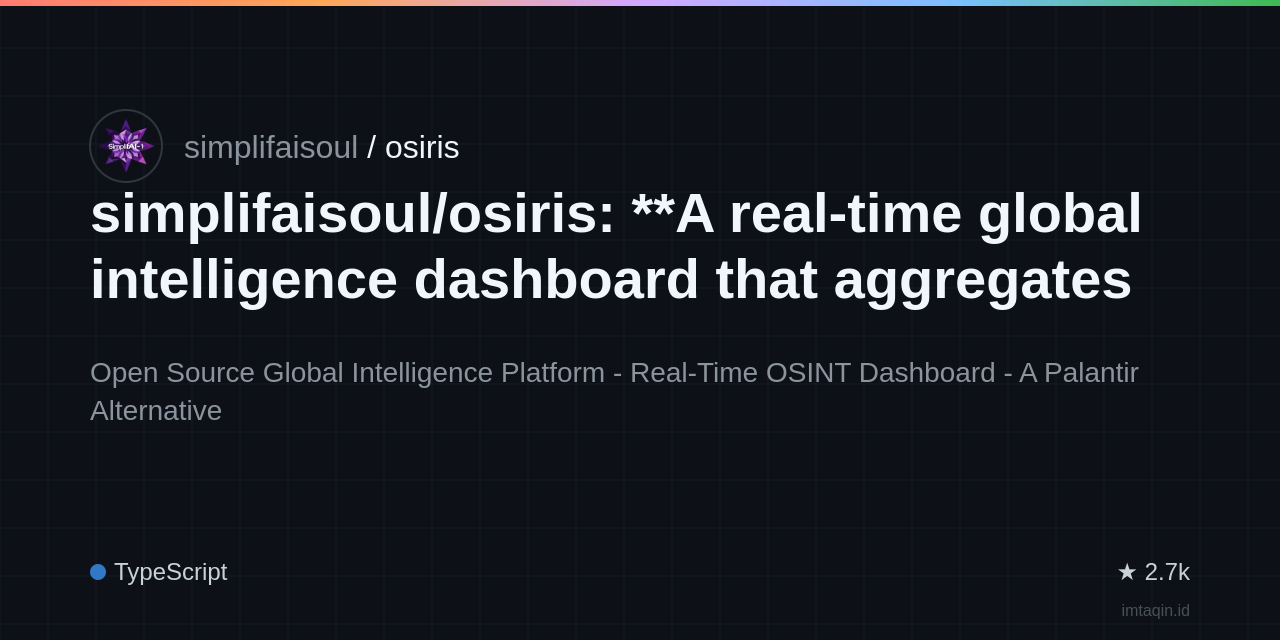 simplifaisoul/osiris: live Demo · Report Bug · Request Feature · Join Discord