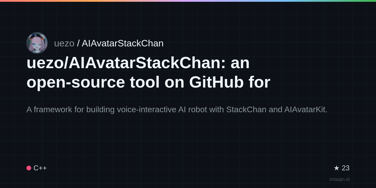 uezo/aiavatarstackchan: self-hosted tool for developers and homelabbers