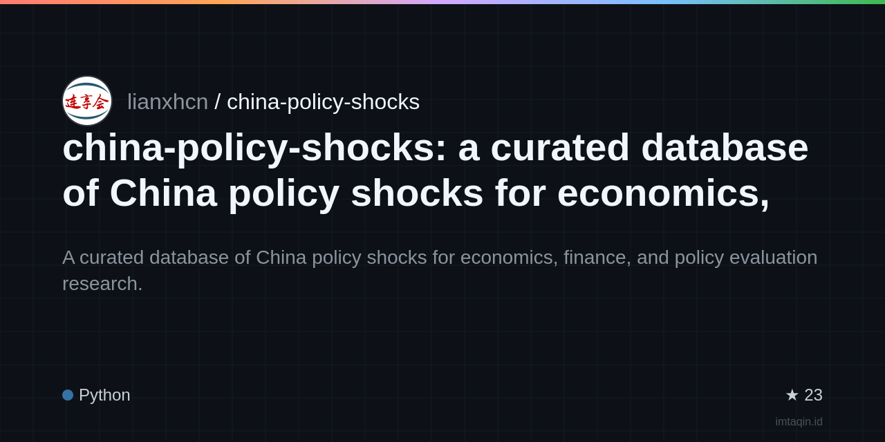 china-policy-shocks: a curated database of China policy shocks for economics, finance