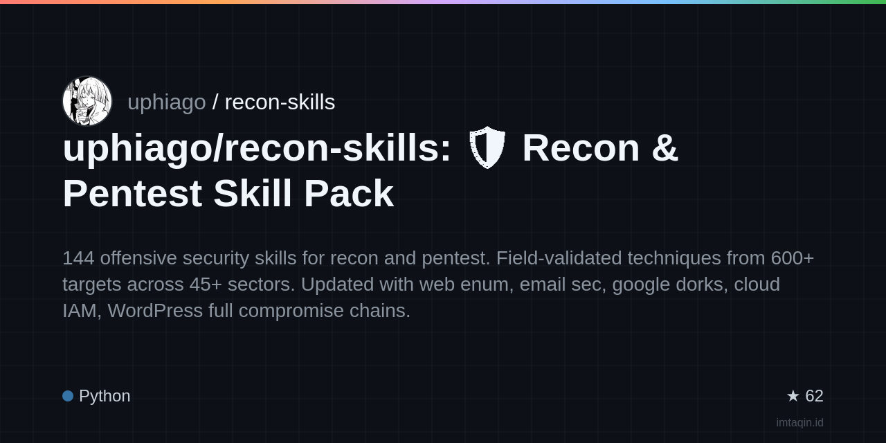 uphiago/recon-skills: 🛡️ Recon & Pentest Skill Pack