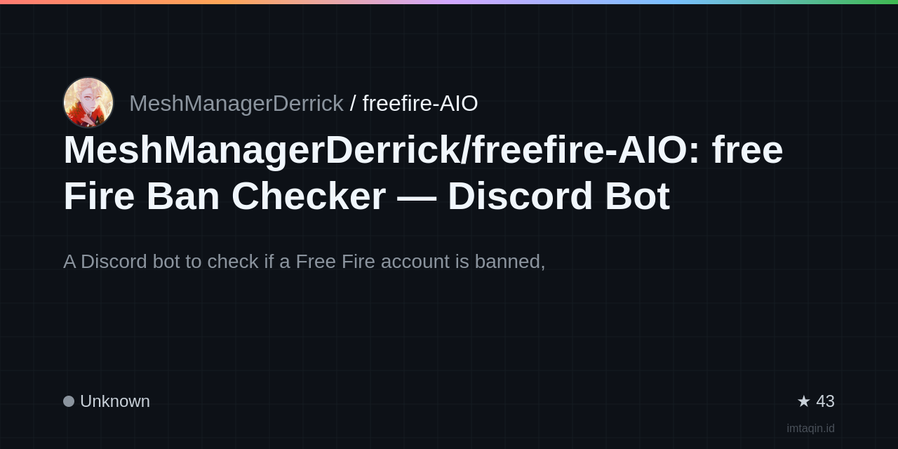 MeshManagerDerrick/freefire-AIO: free Fire Ban Checker — Discord Bot