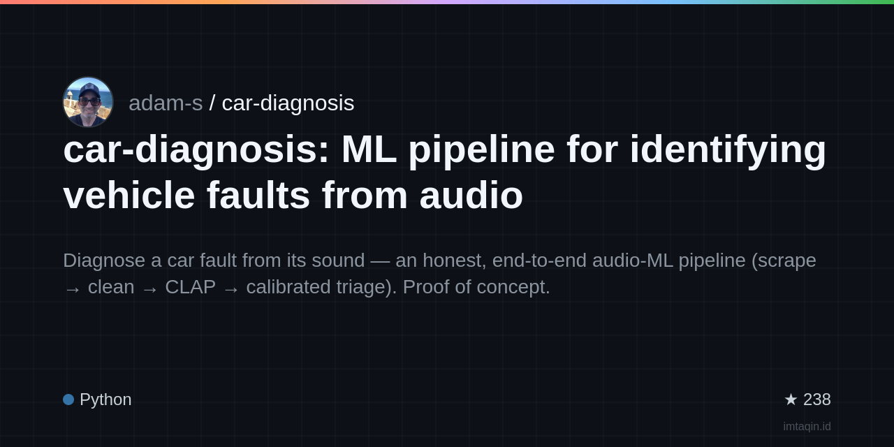 car-diagnosis: ML pipeline for identifying vehicle faults from audio