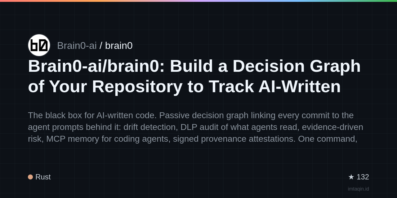 Brain0-ai/brain0: Build a Decision Graph of Your Repository to Track AI-Written Code