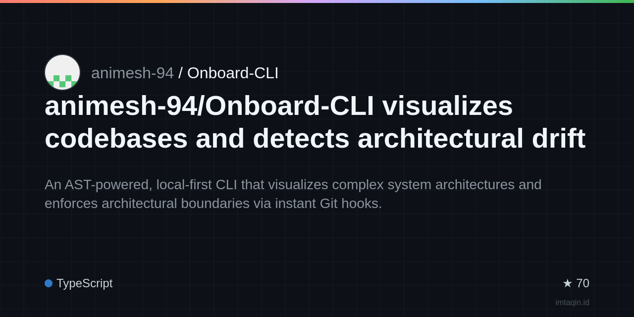 animesh-94/Onboard-CLI visualizes codebases and detects architectural drift