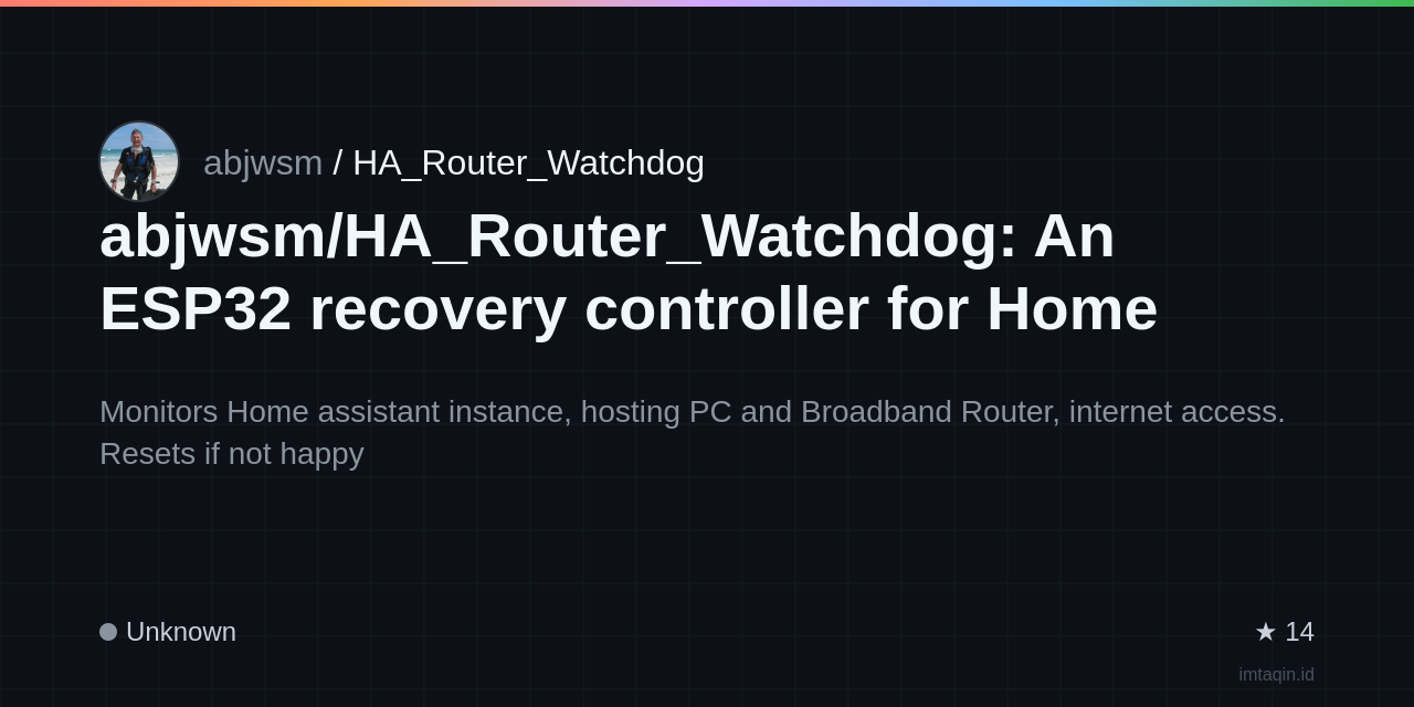 abjwsm/HA_Router_Watchdog: An ESP32 recovery controller for Home Assistant and routers