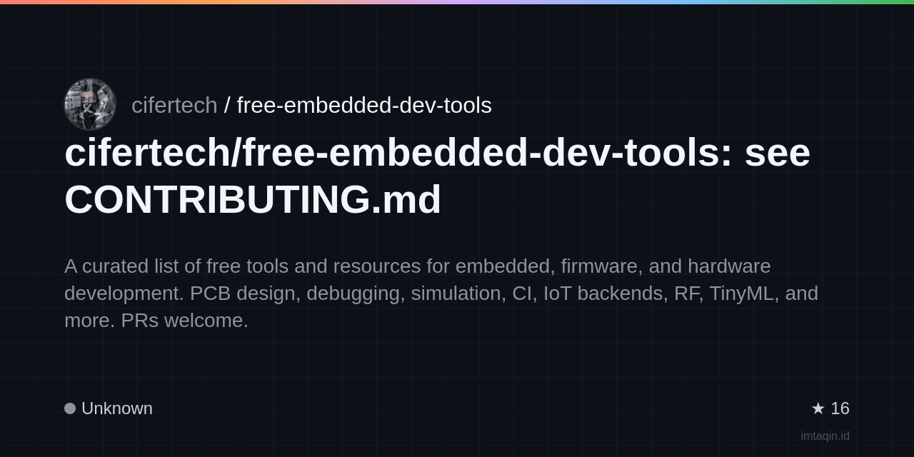 cifertech/free-embedded-dev-tools: see CONTRIBUTING.md