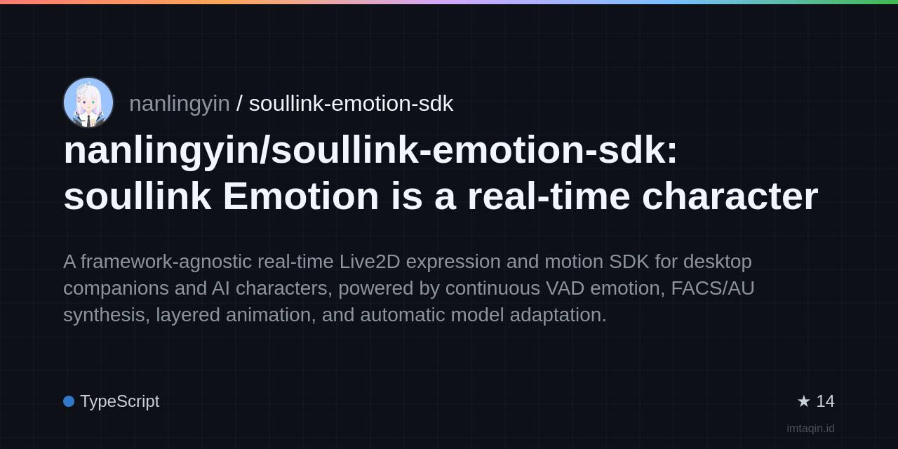 nanlingyin/soullink-emotion-sdk: soullink Emotion is a real-time character emotion and performance SDK