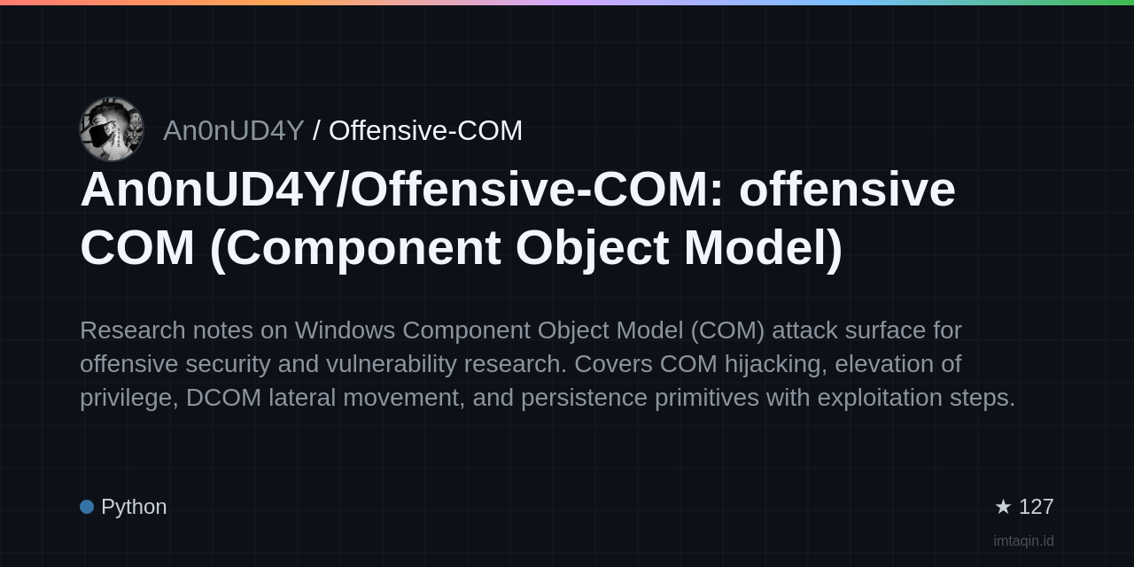 An0nUD4Y/Offensive-COM: offensive COM (Component Object Model)