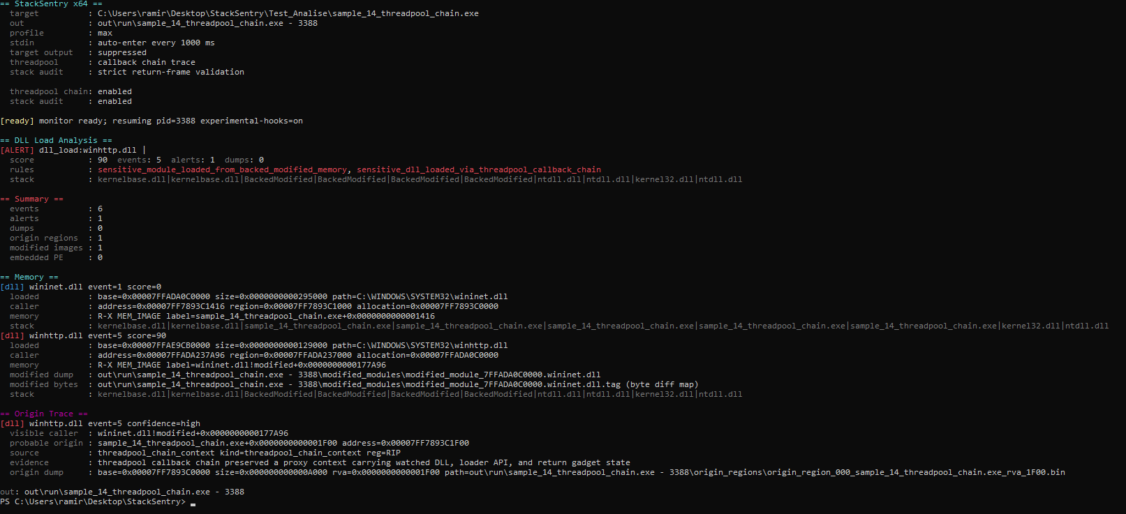 Threadpool callback-chain detection