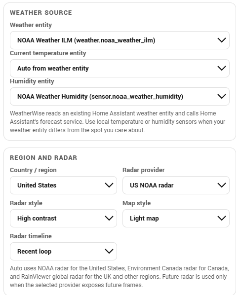 RadarWise weather source and radar editor
