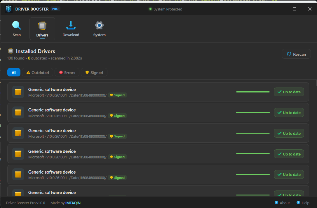 Driver List with Action Buttons