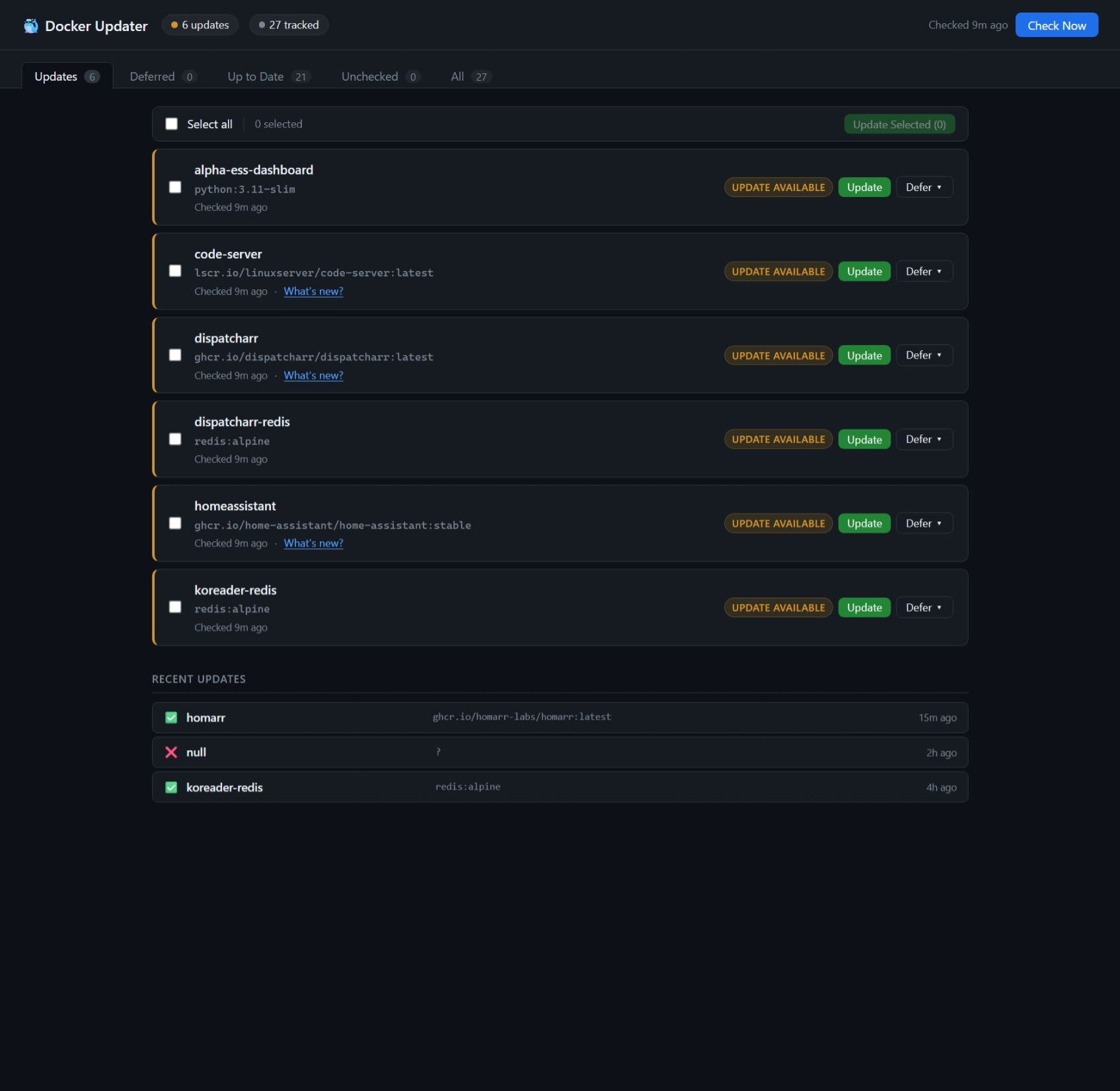 docker-updater dashboard