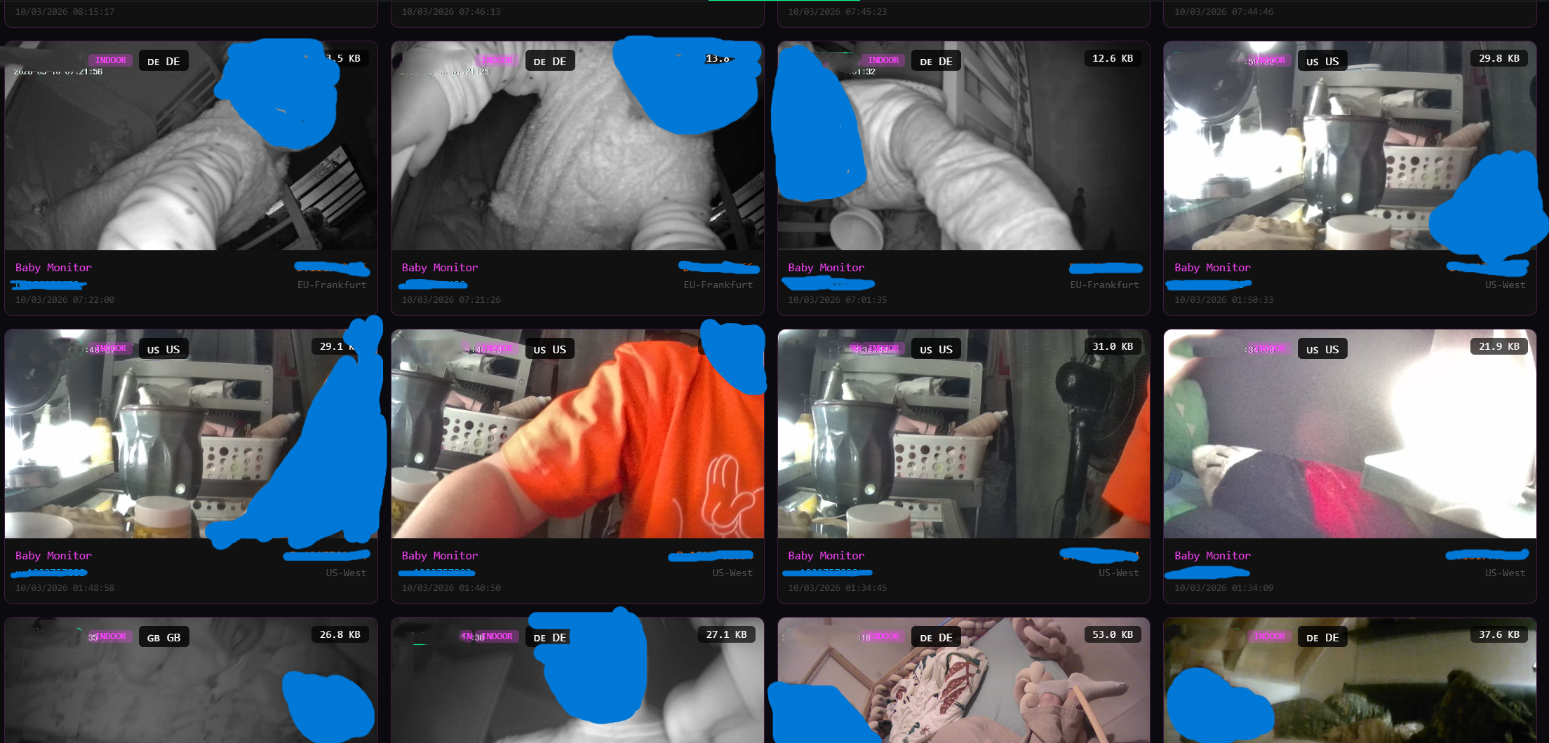 Sample baby monitor frame captured during the audit