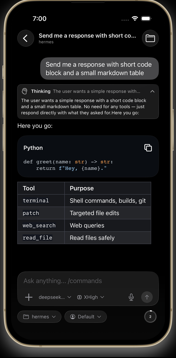 Streaming chat with code blocks and markdown tables
