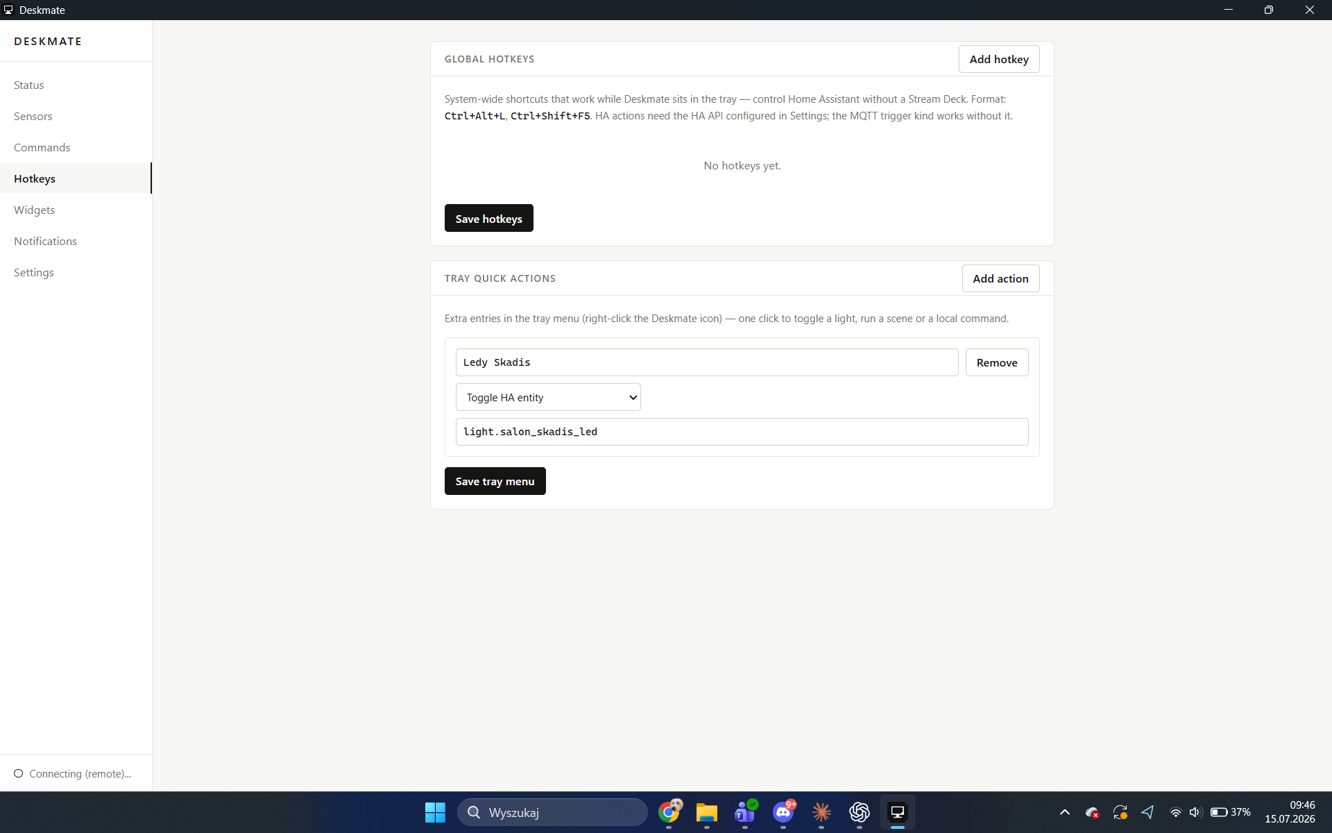 Hotkeys tab
