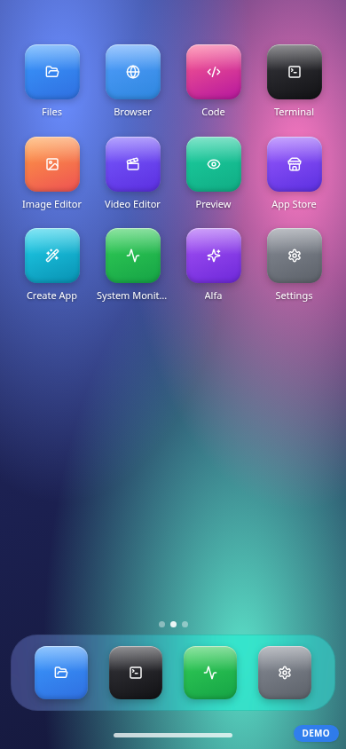 Phone home screen with app grid