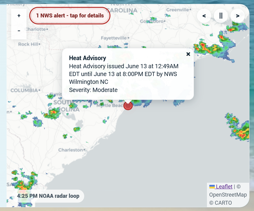 RadarWise radar alert popup