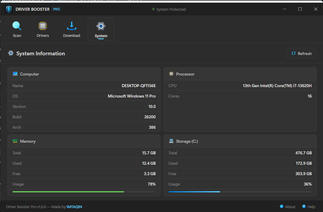 System Information Tab