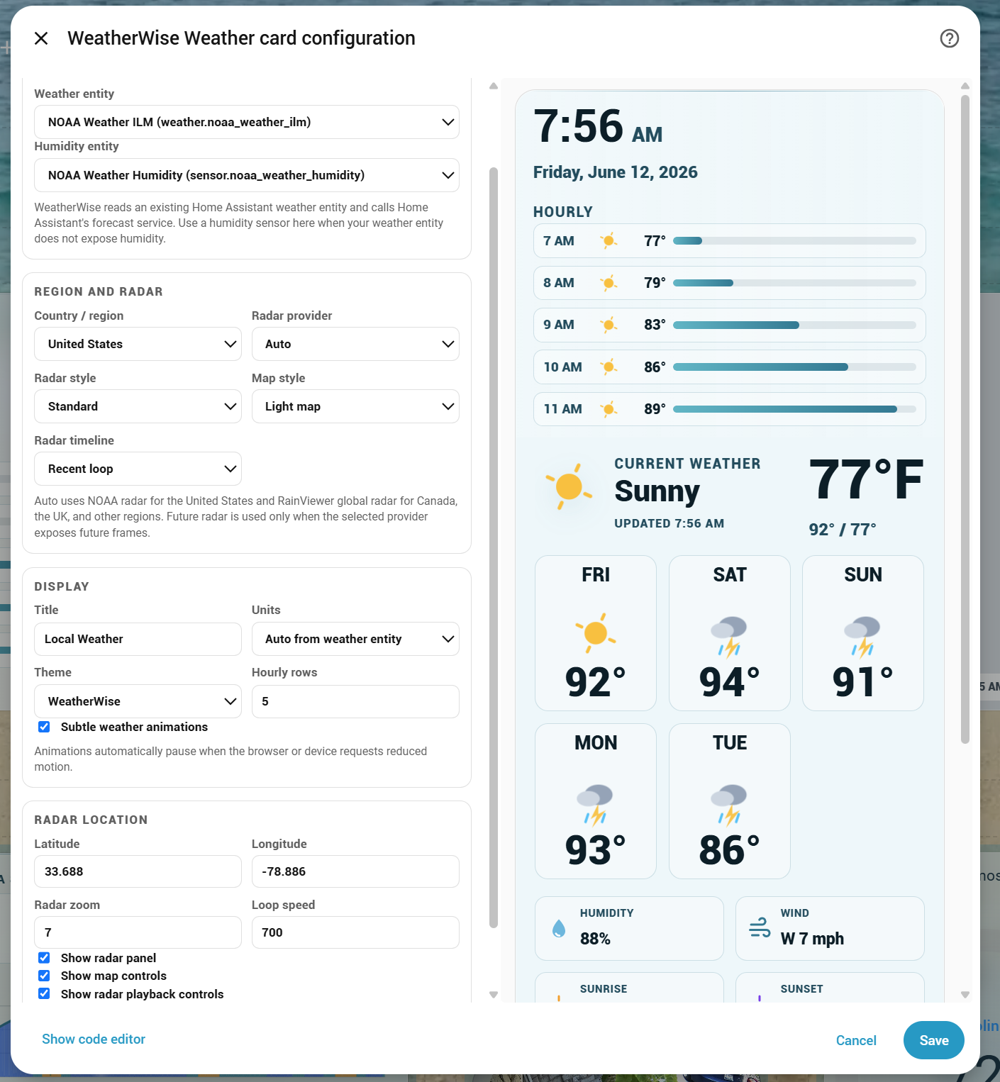 WeatherWise visual editor