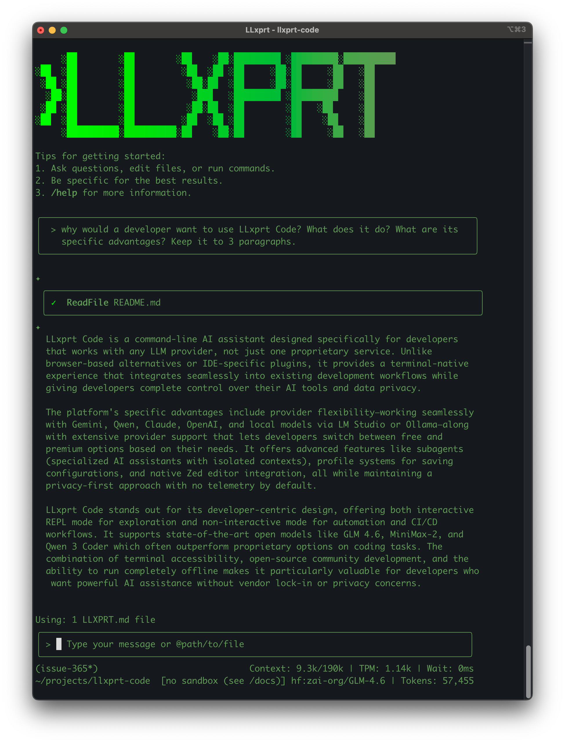 LLxprt Code Screenshot