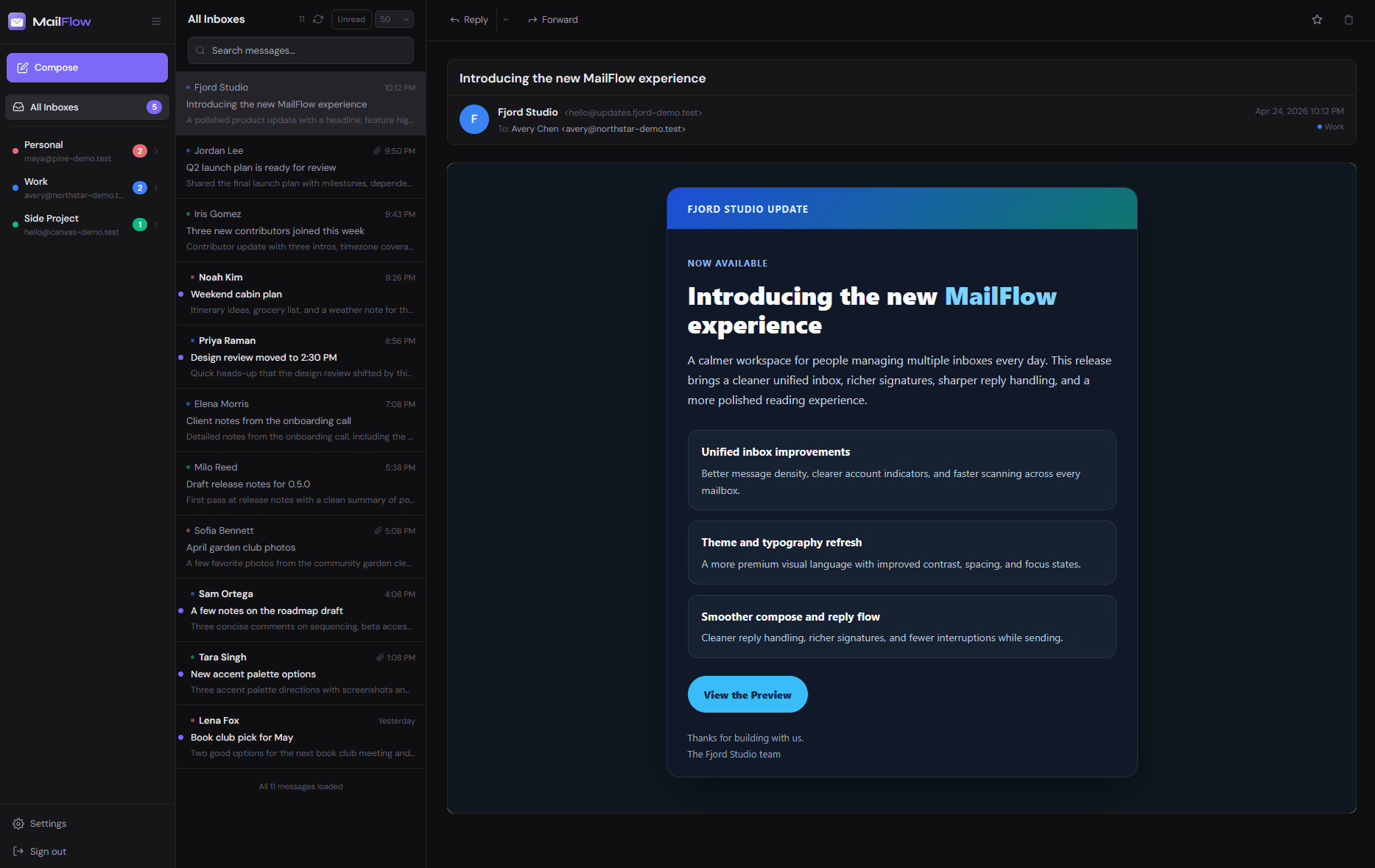 mailflow: A self-hosted, unified webmail client