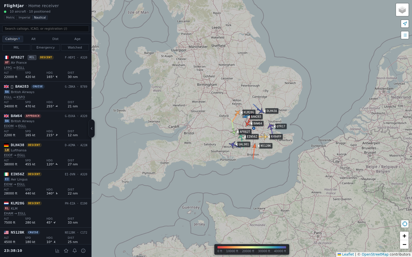 mrsuttonmann/flightjar: self-hosted web UI for Mode S/ADS-B receivers that consumes BEAST-format data