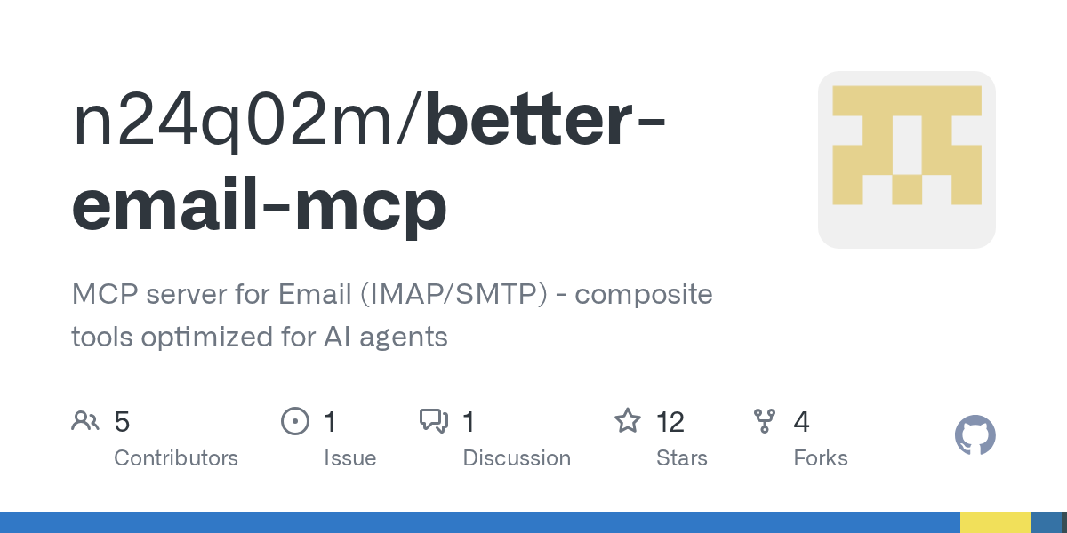 better-email-mcp: MCP server for Email (IMAP/SMTP) - composite tools optimize