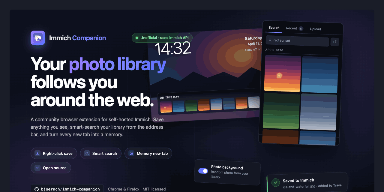 Immich Companion: Browser extension for self-hosted Immich photo servers