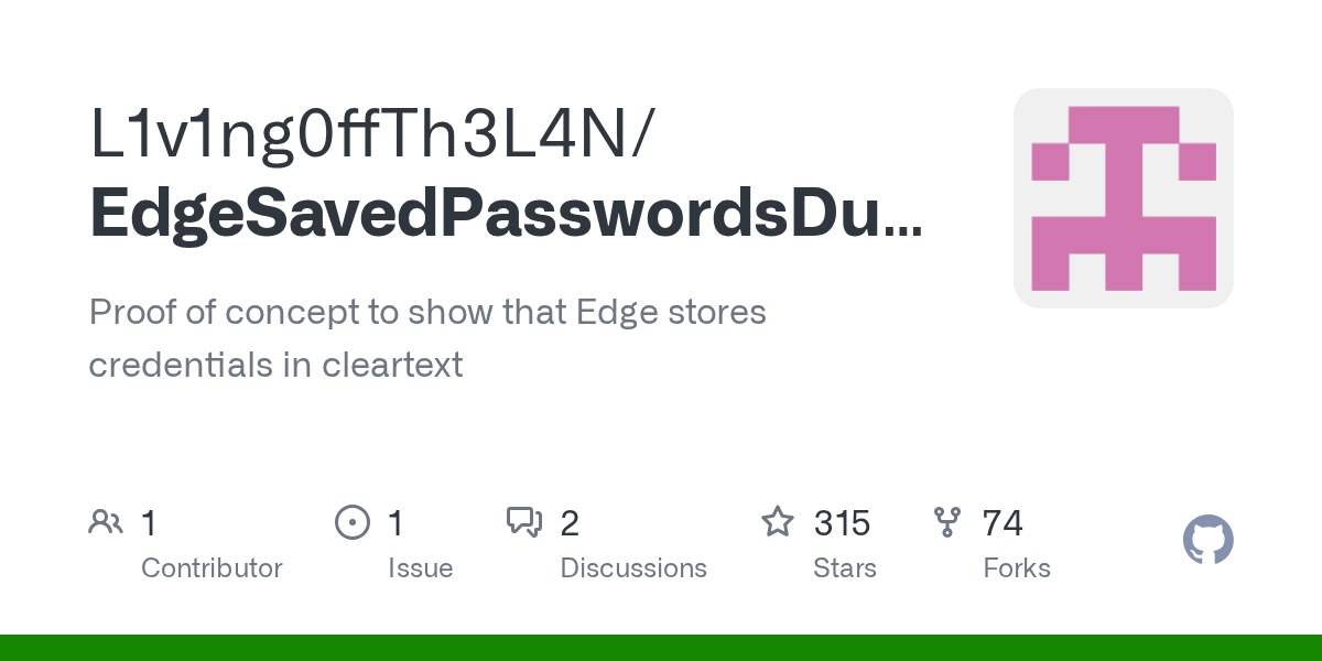 EdgeSavedPasswordsDumper: Dumps Plaintext Passwords from Microsoft Edge Memory
