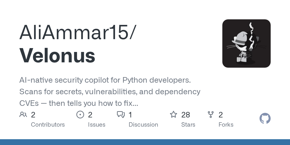 aliammar15/velonus: developer security tools have historically fallen into two camps