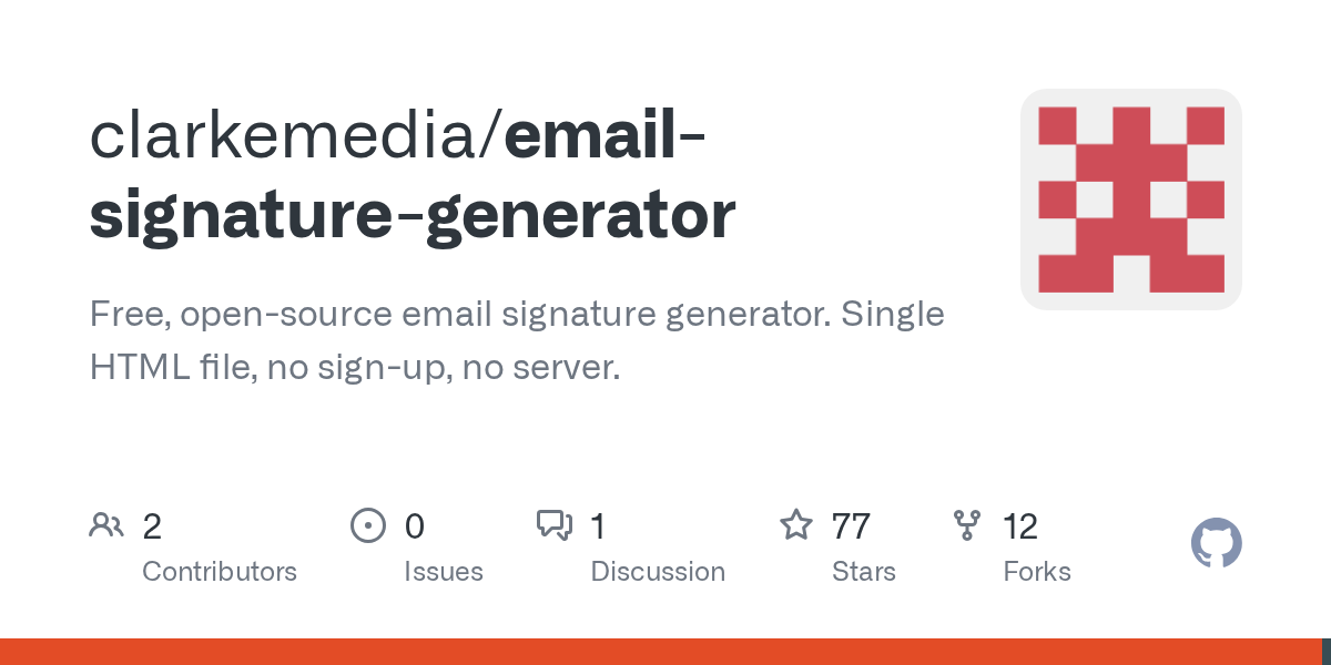 email-signature-generator: this self-hosted email signature generator provides a single HTML file solution