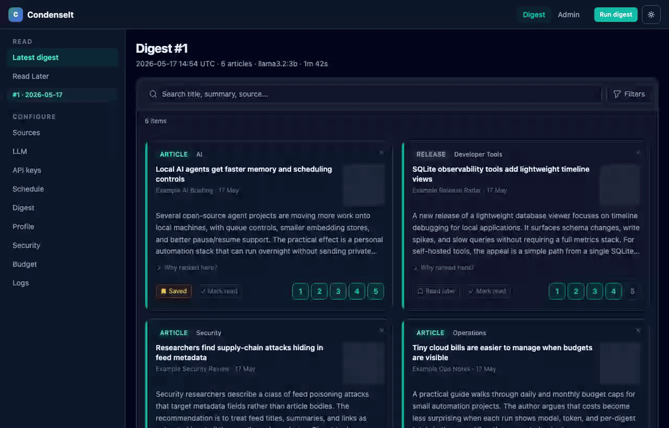 wildlifechorus/condenseit: self-hosted AI news digest