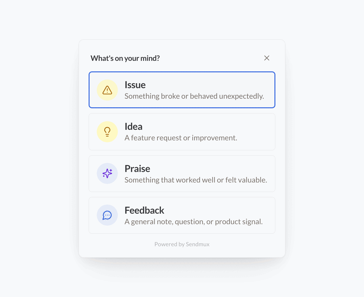 sendmux/website-feedback-widget: sendmux Feedback Widget