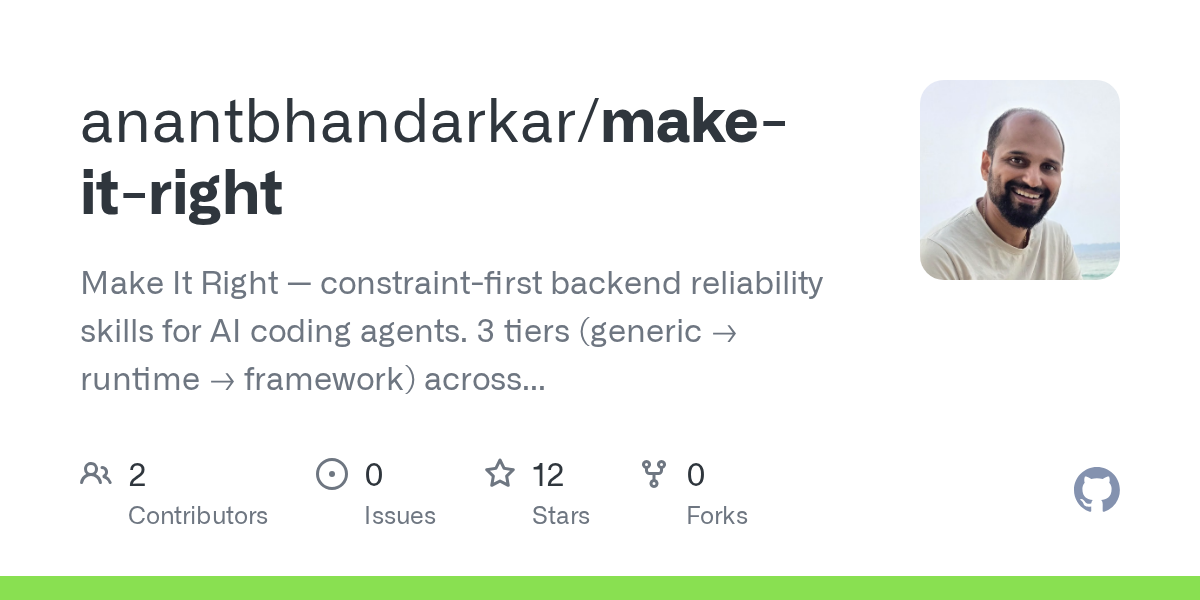 anantbhandarkar/make-it-right: this repo is the backend pillar of a planned family.
