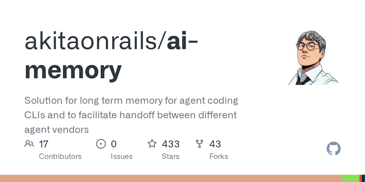 akitaonrails/ai-memory: long-term memory for AI coding agents.