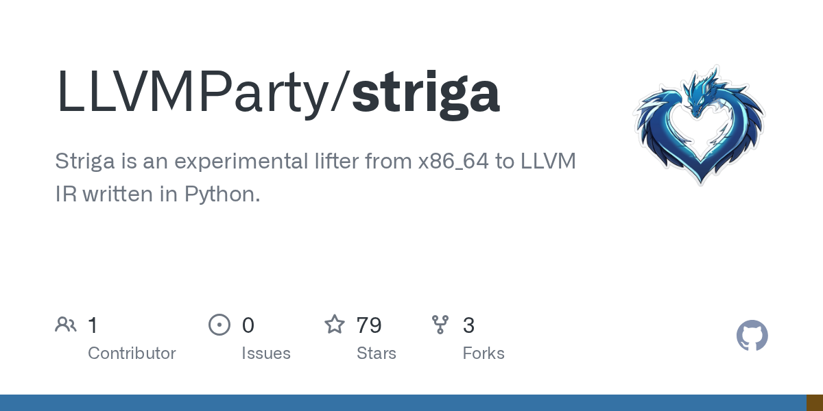 LLVMParty/striga: striga is an experimental x86-64 to LLVM IR lifter written in Python.