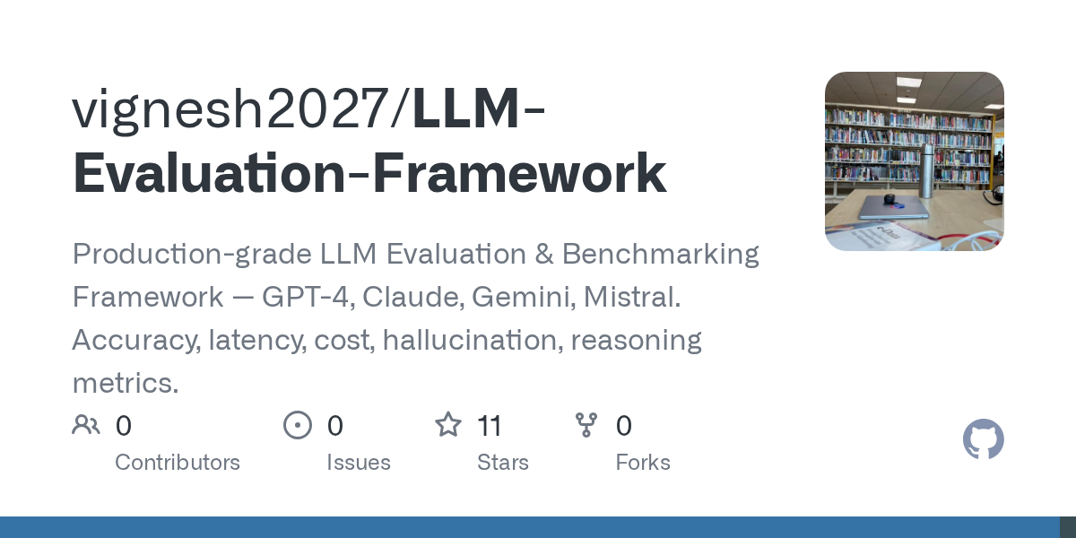 vignesh2027/LLM-Evaluation-Framework: measure accuracy, latency, cost, hallucination