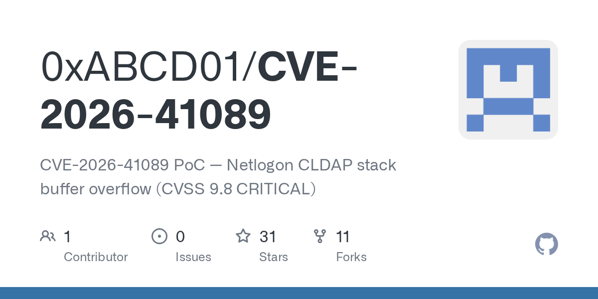 0xABCD01/CVE-2026-41089: one crafted UDP packet to port 389 overflows a 528-byte stack buffer