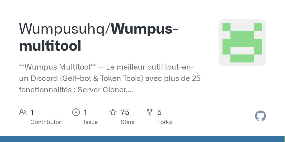Wumpus-multitool: wumpus Multitool — Le meilleur outil tout-en-un Discord (Self-bot & Token Tools) avec