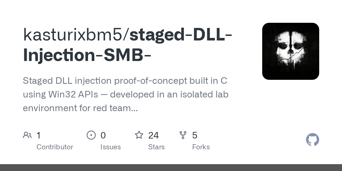 kasturixbm5/staged-dll-injection-smb-: staged-DLL-Injection