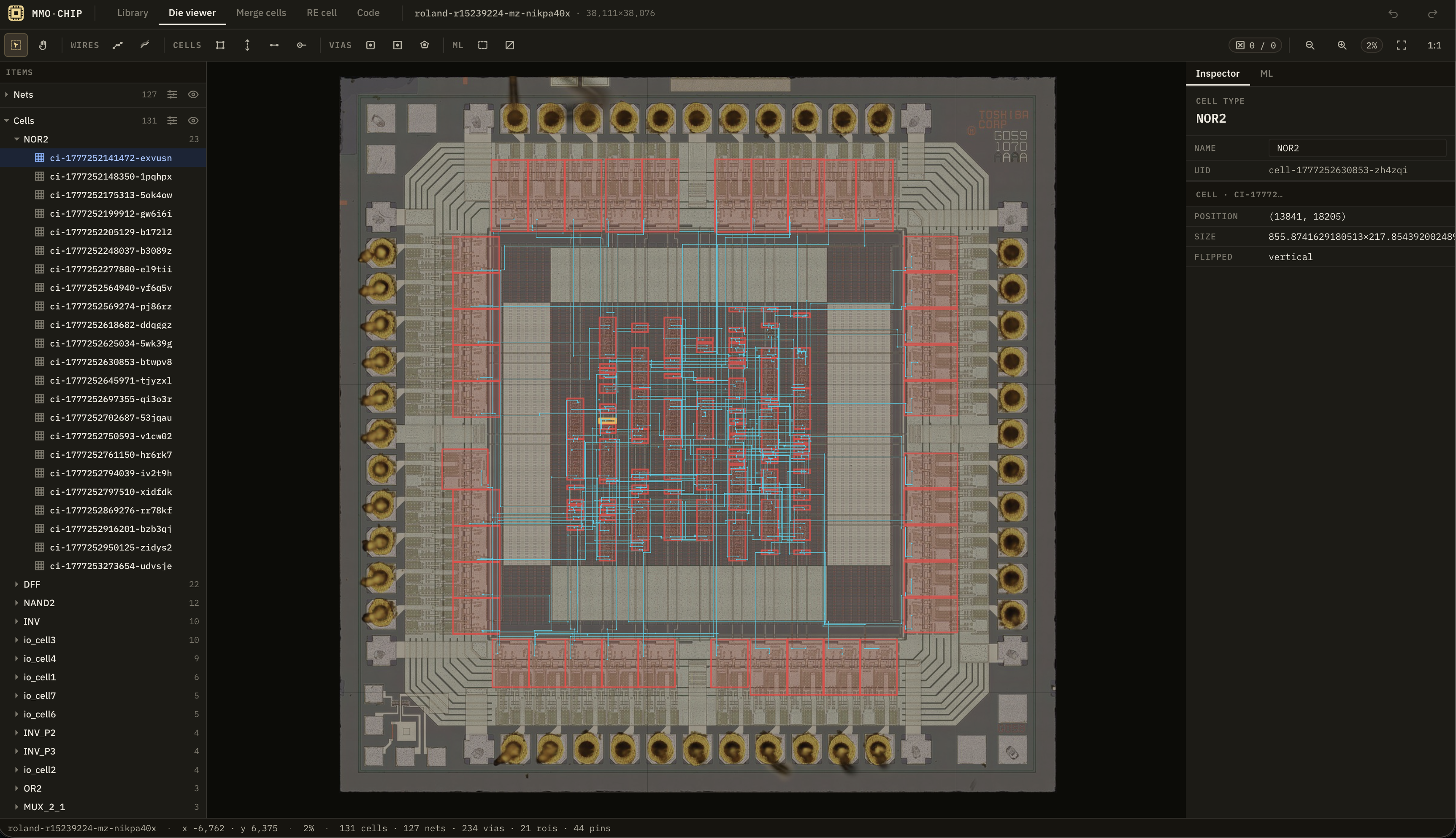 giulioz/mmo-chip: tool for reverse-engineering integrated circuits from die photographs