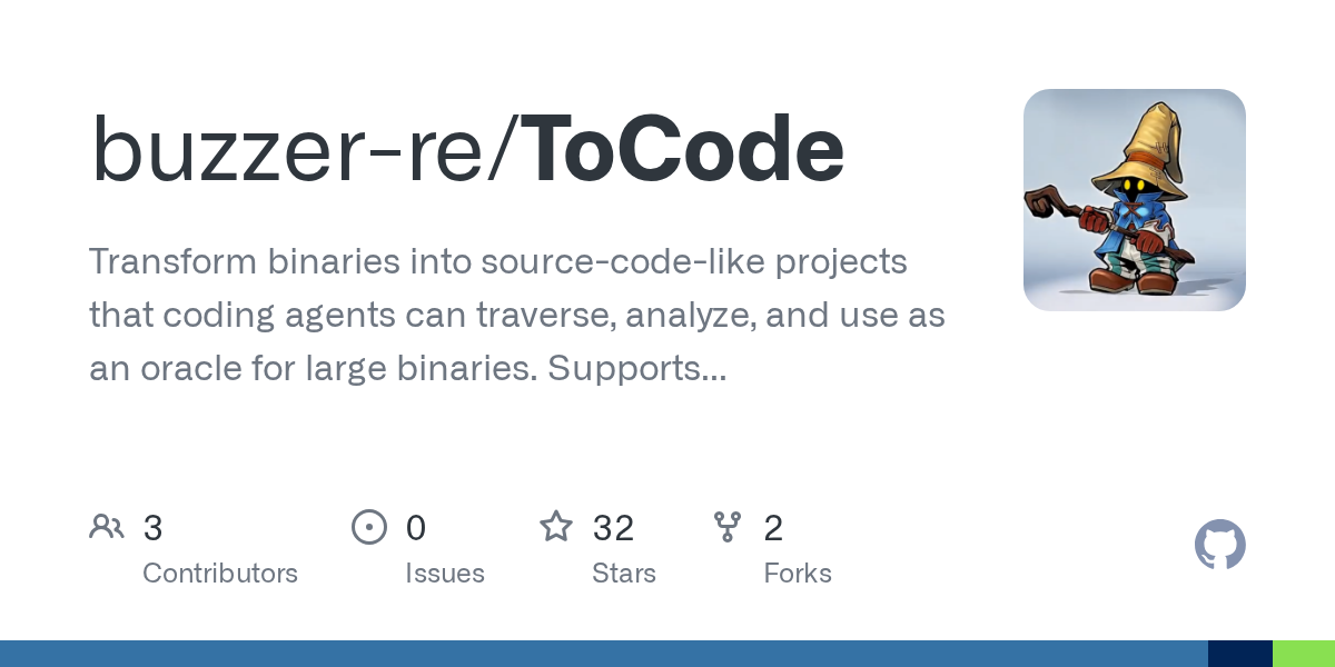 buzzer-re/tocode: an open-source tool on GitHub for self-hosters